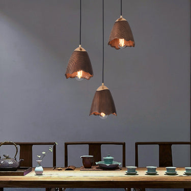 Wooden Bell Pendant Light